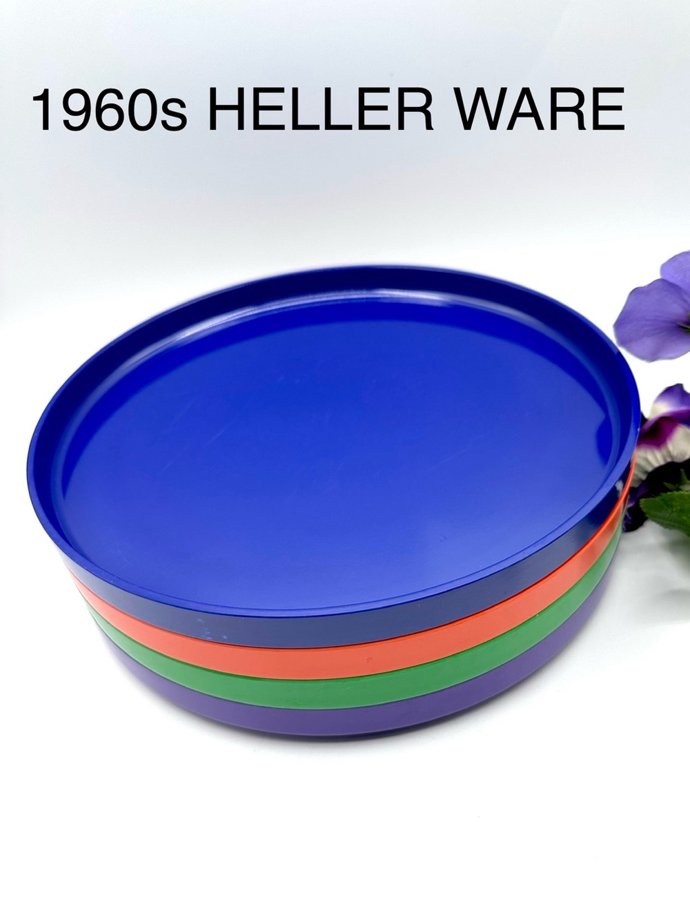 4 Heller 1964 Melamine Plates. Designed by Virgnelli.